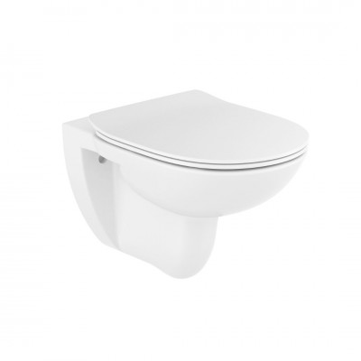 Roca Debba Round miska WC wisząca Rimless z deską WC wolnoopadającą Slim A34H992000