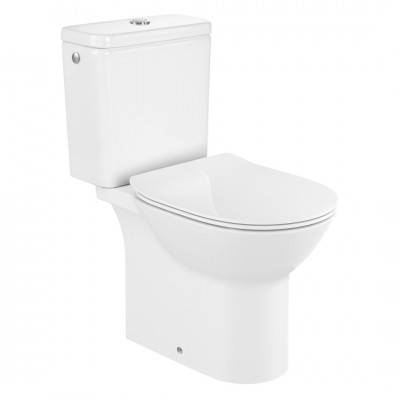 Roca Debba Round miska Rimless + zbiornik + deska WC wolnoopadająca Slim A34D995000