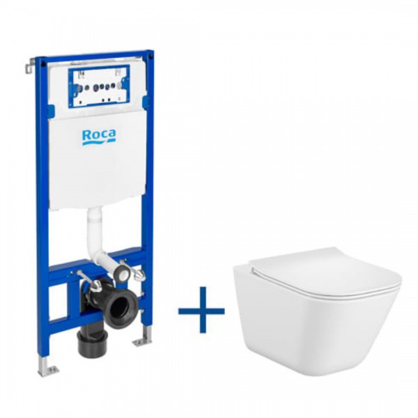 Roca Gap Square zestaw podtynkowy + miska WC RImless z deską wolnoopadającą Slim A893104500