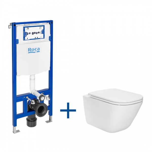 Roca Gap Square zestaw podtynkowy + miska WC RImless z deską wolnoopadającą Slim A893105900