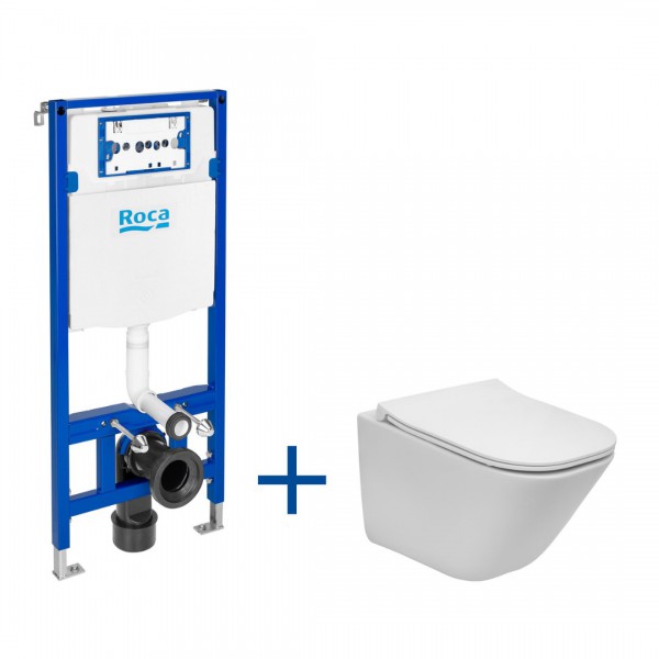 Roca Gap Square Compacto zestaw podtynkowy + miska WC RImless z deską wolnoopadającą Slim A893104510
