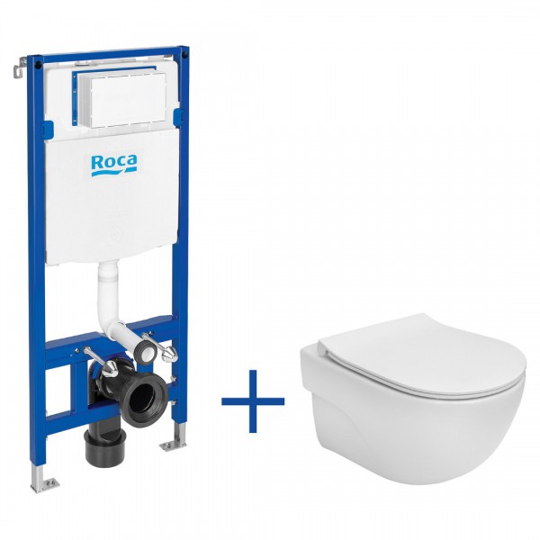 Roca Meridian Compacto zestaw podtynkowy + miska WC RImless z deską wolnoopadającą Slim A893104530