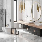 Deante Temisto bateria bidetowa stojąca mosiądz BQT_M30D