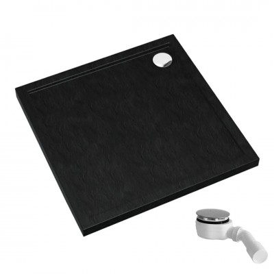 Schedpol Caspar New Black Stone brodzik kwadratowy 80x80 cm czarny 32330/C/ST