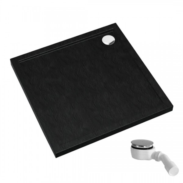 Schedpol Caspar New Black Stone brodzik kwadratowy 80x80 cm czarny 32330/C/ST