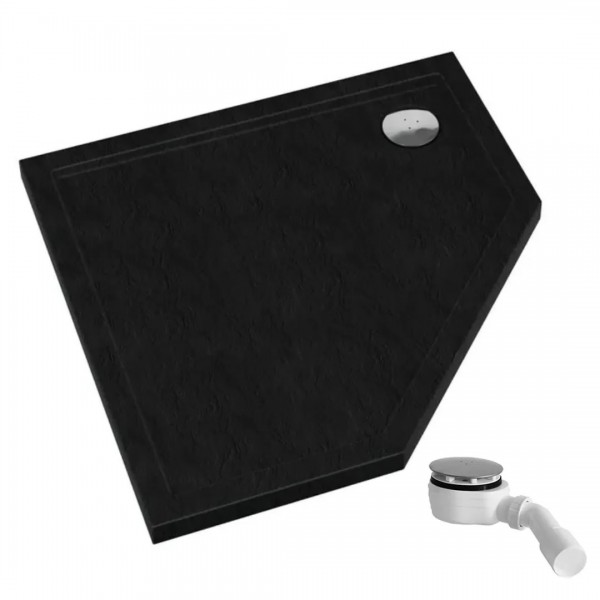 Schedpol Caspar New Black Stone brodzik pięciokątny 90x90 cm czarny 32398/C/ST
