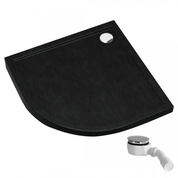 Schedpol Caspar New Black Stone brodzik półokrągły 80x80 cm czarny 32333/C/ST