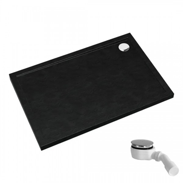 Schedpol Caspar New Black Stone brodzik prostokątny 80x100 cm czarny 32336/C/ST