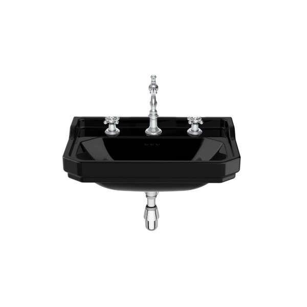 Roca Carmen umywalka ścienna 65x48 cm 3 otwory czarny połysk A3270A1563