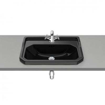 Roca Carmen umywalka wpuszczana w blat 60x45 cm 1 otwór czarny połysk A3270A5560