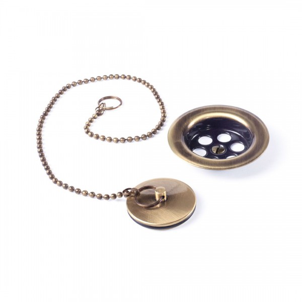 Tres zestaw akcesoriów do baterii z korkiem z łańcuszkiem stare złoto 9134746051