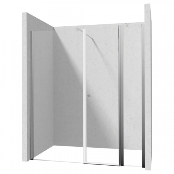 Deante Kerria Plus drzwi prysznicowe uchylne 80 cm ze ścianką 30 cm chrom 50580