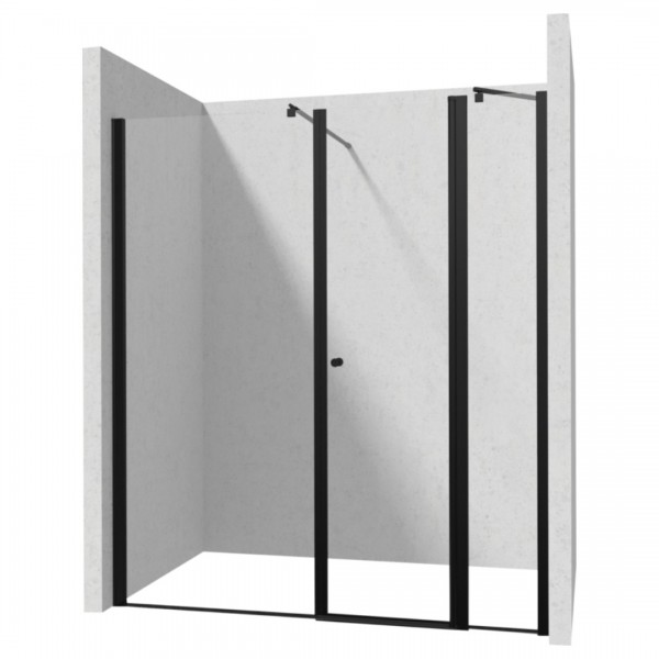 Deante Kerria Plus drzwi prysznicowe uchylne 80 cm ze ścianką 140 cm czarny mat 50615