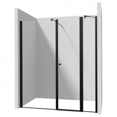 Deante Kerria Plus drzwi prysznicowe uchylne 90 cm ze ścianką 30 cm czarny mat 50616