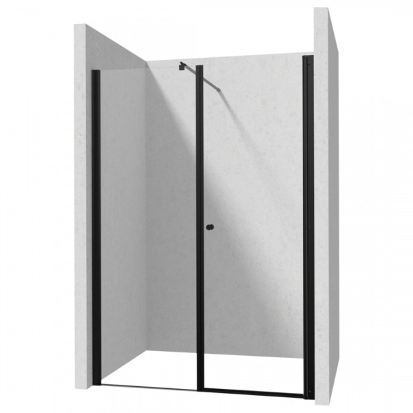 Deante Kerria Plus drzwi prysznicowe uchylne 90 cm ze ścianką 120 cm czarny mat 50686
