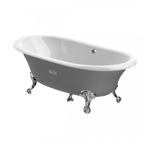 Roca Newcast Classic wanna żeliwna retro wolnostojąca 170x85 cm biały/szary A233650000