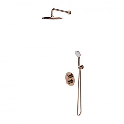 Omnires Y kompletny zestaw prysznicowy termostatyczny podtynkowy deszczownica 25 cm miedz połysk SYSYT05CP