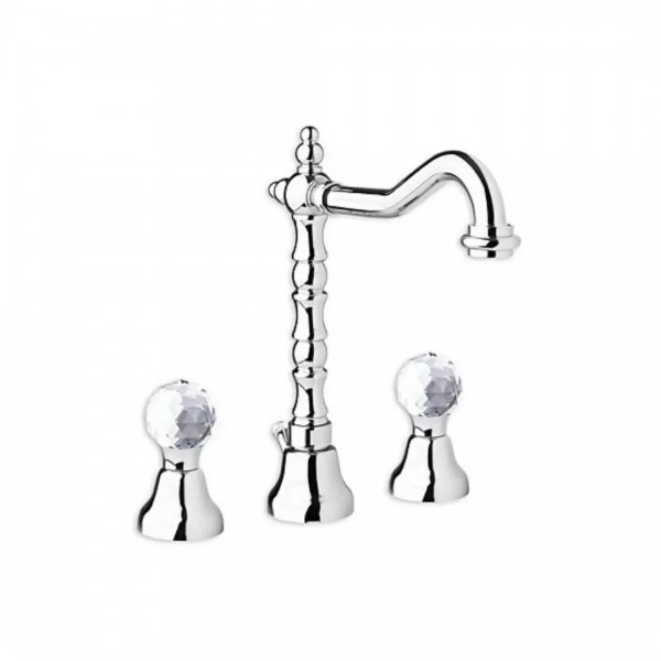 Giulini Giovanni Odessa bateria umywalkowa 3-otworowa wysoka stare złoto - uchwyty przezroczyste Swarovski 3906BR