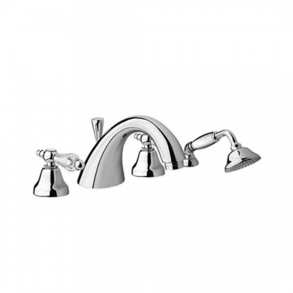 Giulini Giovanni Praga bateria wannowa 4-otworowa stare złoto - uchwyty przezroczyste Swarovski 7565BR/S