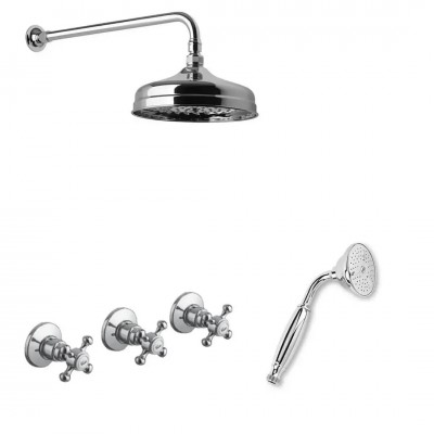 Reitano Atea kompletny zestaw prysznicowy deszczownica + słuchawka z uchwytem retro stare złoto R2ATBR