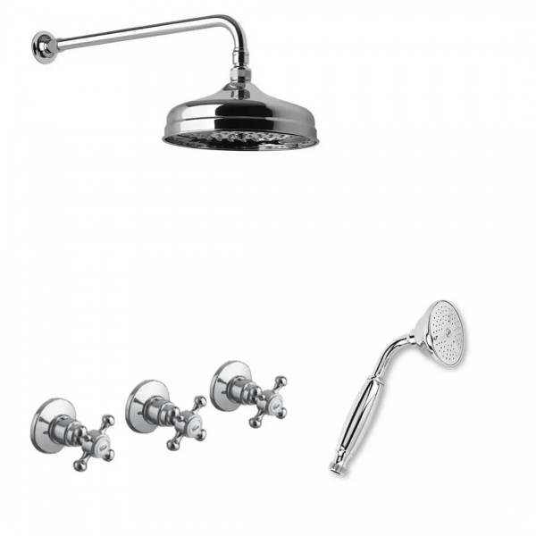 Reitano Atea kompletny zestaw prysznicowy deszczownica + słuchawka z uchwytem retro stare złoto R2ATBR