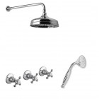 Reitano Atea kompletny zestaw prysznicowy deszczownica + słuchawka z uchwytem retro stare złoto R2ATBR