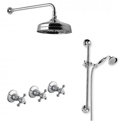 Reitano Atea kompletny zestaw prysznicowy deszczownica + zestaw natryskowy retro stare złoto R3ATBR