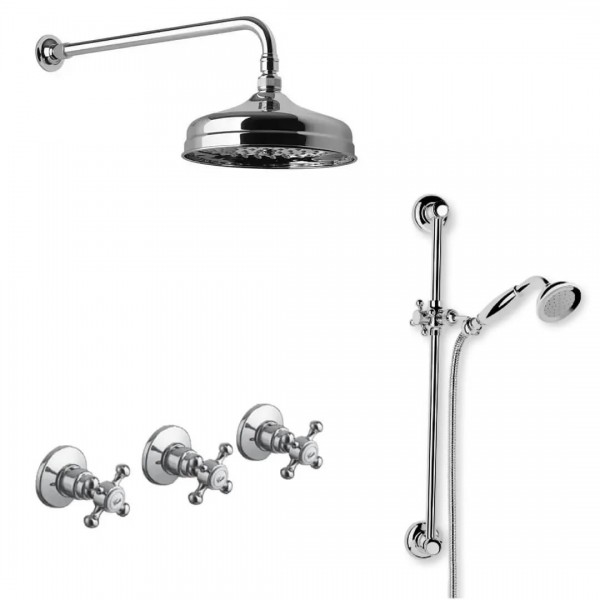 Reitano Atea kompletny zestaw prysznicowy deszczownica + zestaw natryskowy retro stare złoto R3ATBR