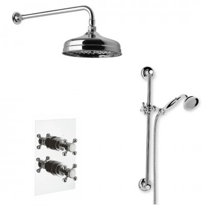 Reitano Atea kompletny zestaw prysznicowy termostatyczny deszczownica + zestaw natryskowy retro stare złoto R3ATTERMOBR