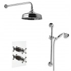 Reitano Atea kompletny zestaw prysznicowy termostatyczny deszczownica + zestaw natryskowy retro stare złoto R3ATTERMOBR