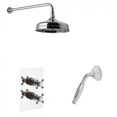 Reitano Atea kompletny zestaw prysznicowy termostatyczny deszczownica + słuchawka z uchwytem retro stare złoto R2ATTERMOBR