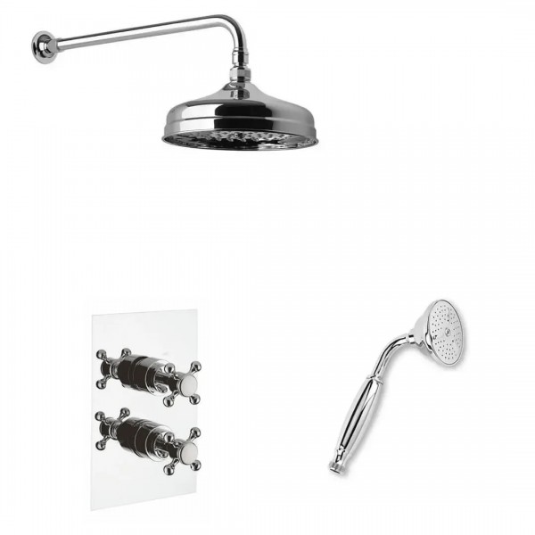 Reitano Atea kompletny zestaw prysznicowy termostatyczny deszczownica + słuchawka z uchwytem retro stare złoto R2ATTERMOBR