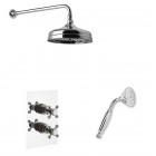 Reitano Atea kompletny zestaw prysznicowy termostatyczny deszczownica + słuchawka z uchwytem retro stare złoto R2ATTERMOBR