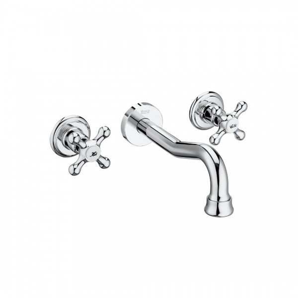 Roca Carmen bateria umywalkowa ścienna 3-otworowa retro chrom A5A474BC00