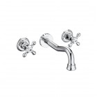 Roca Carmen bateria umywalkowa ścienna 3-otworowa retro chrom A5A474BC00