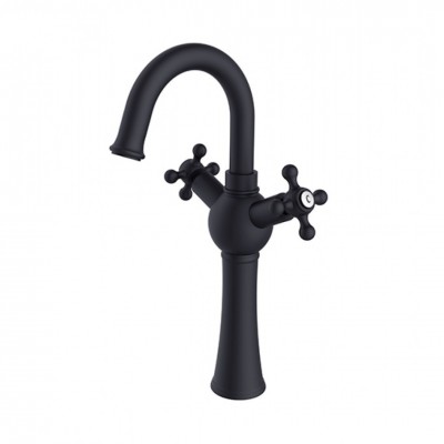 Besco Retro bateria umywalkowa wysoka czarny mat BU-RI-CZ