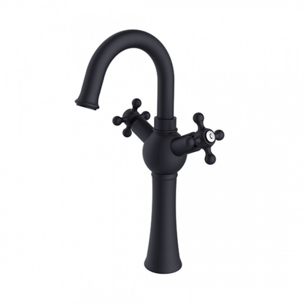 Besco Retro bateria umywalkowa wysoka czarny mat BU-RI-CZ