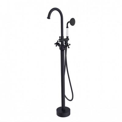 Besco Retro bateria wannowo-prysznicowa wolnostojąca 115 cm czarny mat BW-RI-CZ