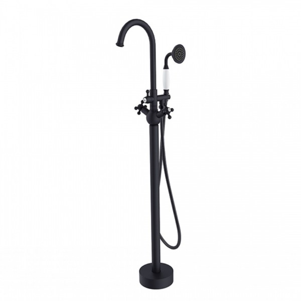 Besco Retro bateria wannowo-prysznicowa wolnostojąca 115 cm czarny mat BW-RI-CZ