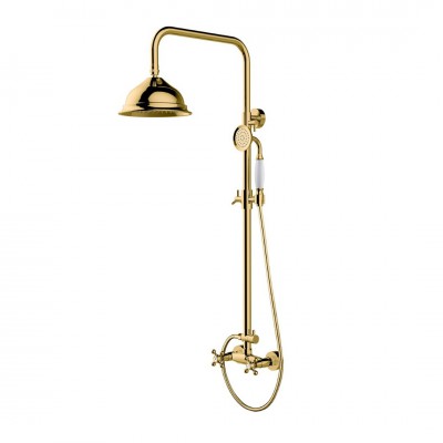 Besco Retro zestaw prysznicowy natynkowy złota