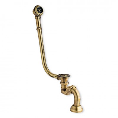 Vicario przelew wannowy retro 12R + korek + syfon stare złoto 1200BR