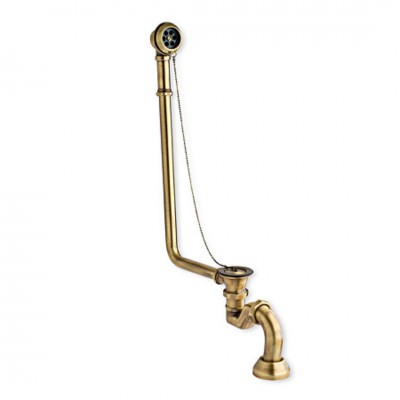 Vicario przelew wannowy retro 12V + korek+ syfon stare złoto 1200LBR