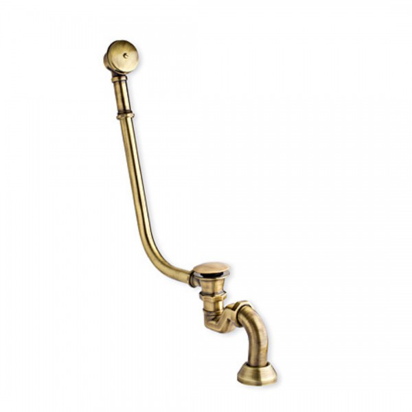 Vicario przelew wannowy retro + korek klik klak + syfon stare złoto 1210/BR