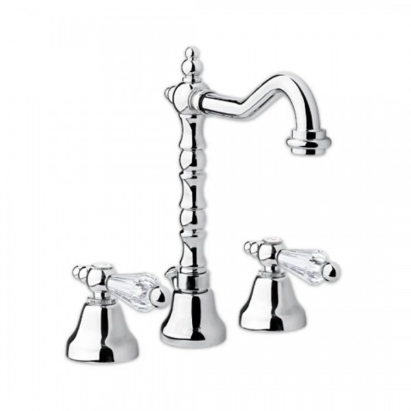 Giulini Giovanni Praga bateria umywalkowa 3 otworowa złota - uchwyty przezroczyste Swarovski 7512ZL/S