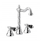 Giulini Giovanni Praga bateria umywalkowa 3 otworowa złota - uchwyty czarne Swarovski 7512ZL/S.CZ