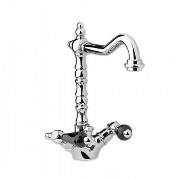 Giulini Giovanni Praga bateria umywalkowa wysoka złota - uchwyty czarne Swarovski 7556ZL/S.CZ