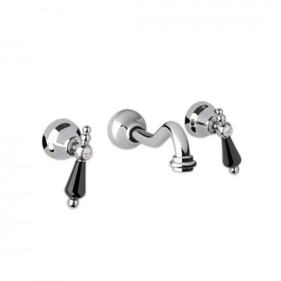 Giulini Giovanni Praga bateria umywalkowa ścienna złota - uchwyty czarne Swarovski 7522ZL/S.CZ