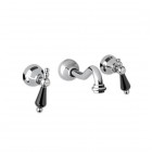 Giulini Giovanni Praga bateria umywalkowa ścienna złota - uchwyty czarne Swarovski 7522ZL/S.CZ