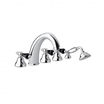 Giulini Giovanni Praga bateria wannowa 5 otworowa złota - uchwyty czarne Swarovski 7560ZL/S.CZ