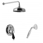 Giulini Giovanni Praga kompletny zestaw prysznicowy deszczownica + słuchawka złoty z uchwytem Swarovski czarnym 95ZES20ZL/S.CZ